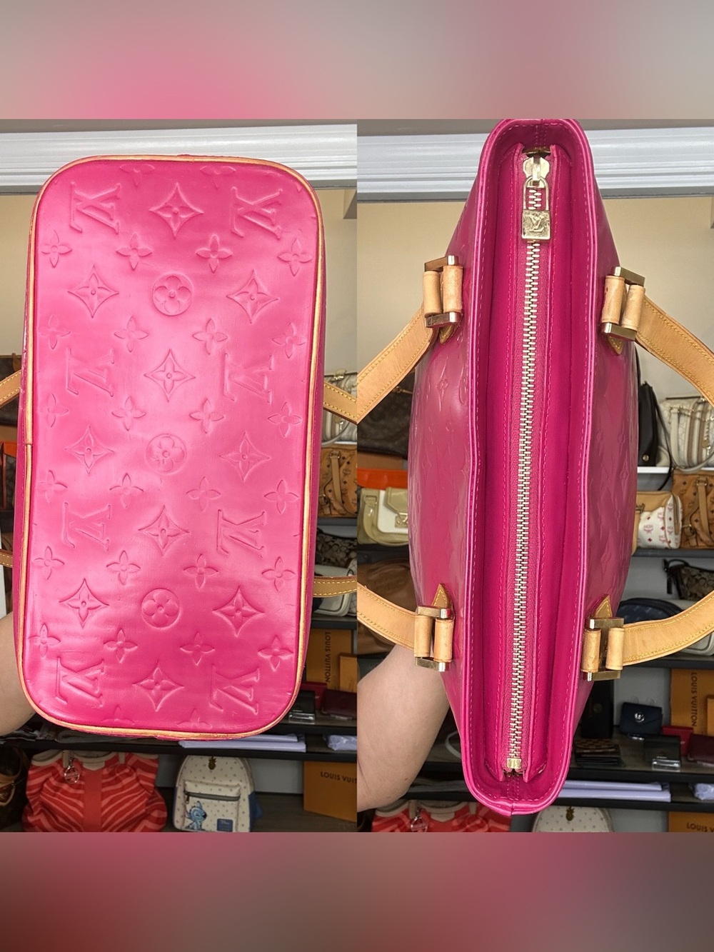 Louis Vuitton Vernis Houston Tote Custom Raspberry LM0042 April 2002 w/ COA - Picture 13 of 14